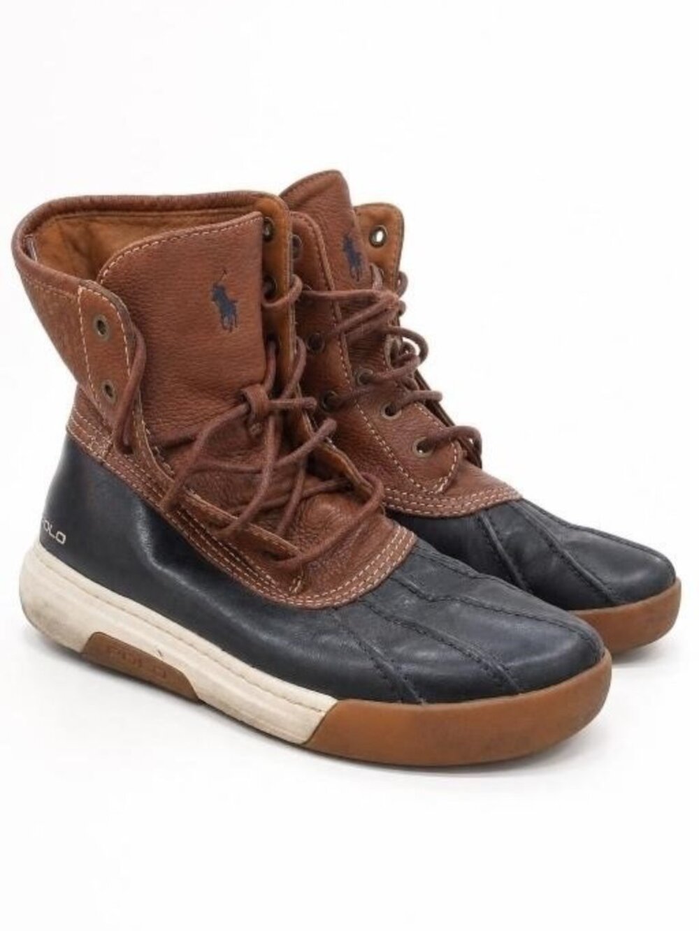 Polo Ralph Lauren Men's Black/Brown DECLAN Water Repellent Duck Boots, Size 8.5D